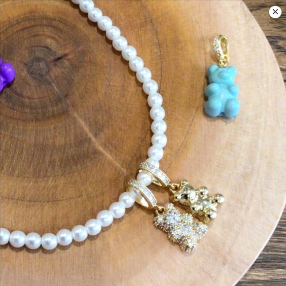 GUMMY BEAR FRESHWATER PEARLS GOLD-PLATED BRASS NECKLINE - Picture 1 of 7